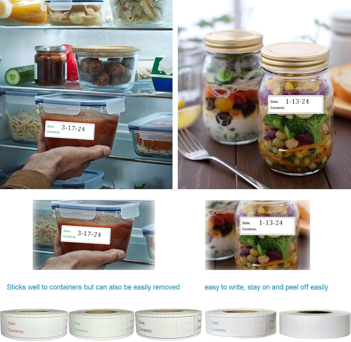 1000pcs Freezer Labels,1x3 inch for Food containers,Food Labels Quick and Easy to Remove- Easy to Write on(White)