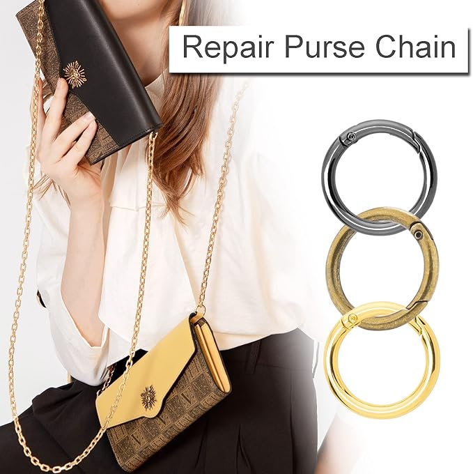 12Pack 1 Inch Spring O Ring Clip Keychain, 4 Colors Round Carabiner Clip Keyrings Snap Hook Buckle for Purse Shoulder Bag Chain Ring Clip Replacement Paracord Keychain Lanyard Leather Repair Hardware