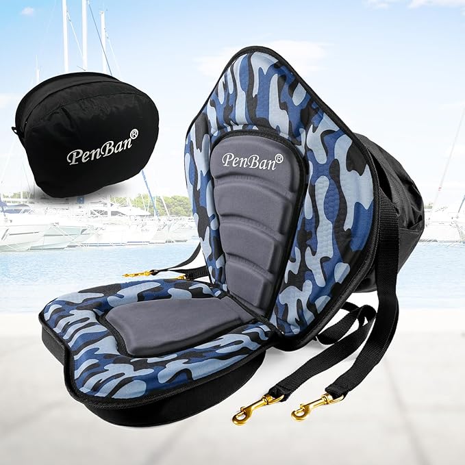 Universal Deluxe Kayak Seat Cushion with Storage Bag for Kayak,Padded Boat,SUP,Canoe,Fishing Boat,Seats with 4 Adjustable Straps