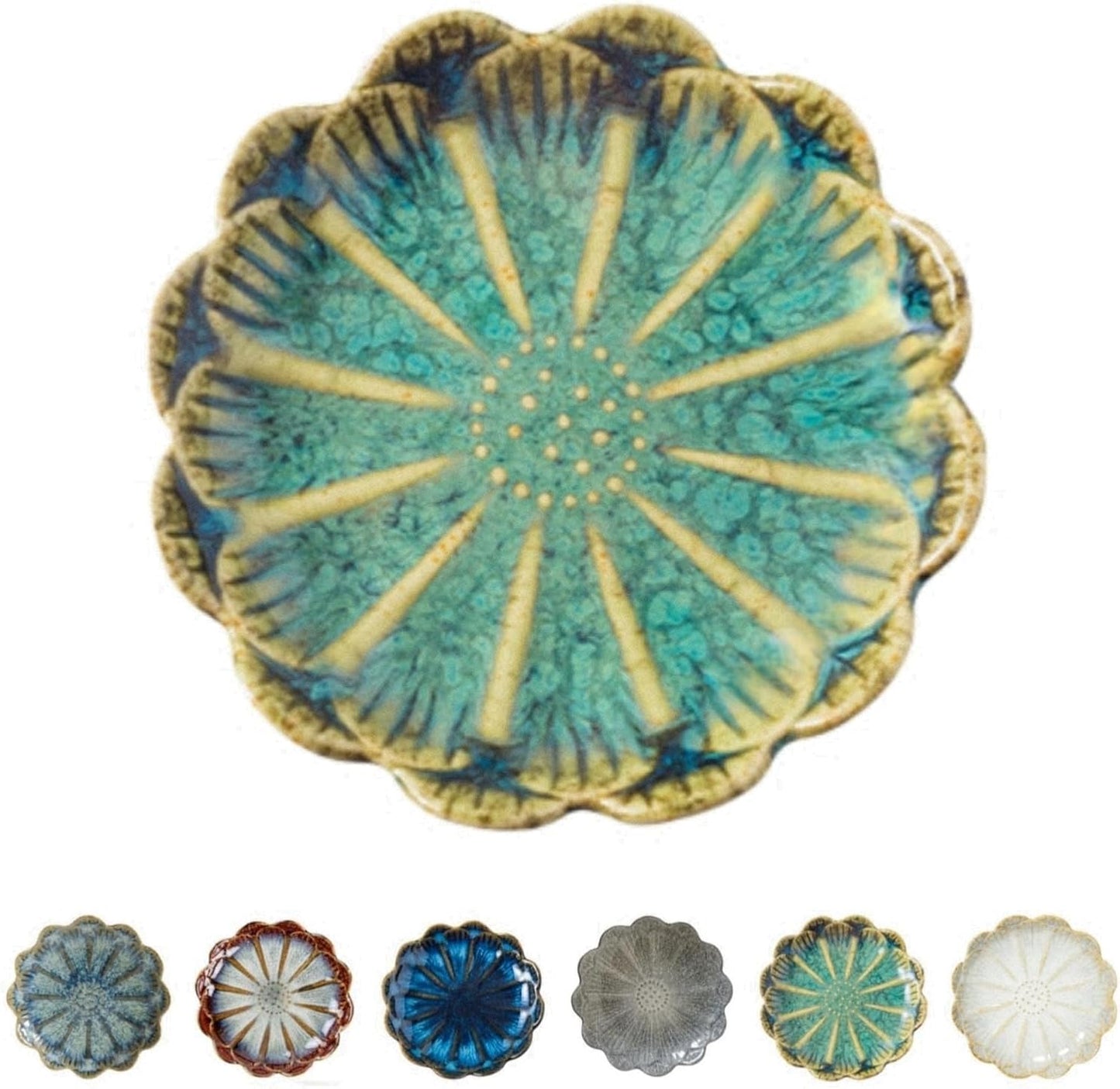 Ceramic Spoon Rest for Stove Top, Flower Cute Spoon Rest for Kitchen Counter, Cooking Spoon Holder for Kitchen Counter, Utensil Rest Spatula Rest Ladle Holder Tong Rest, 1 PC (Retro, Mist Green)