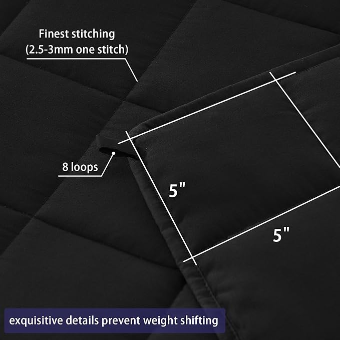 yescool Weighted Blanket for Adults (20 lbs, 60" x 80", Black) Cooling Heavy Blanket for Sleeping Perfect for 190-210 lbs, Queen Size Breathable Blanket with Premium Glass Bead, Machine Washable