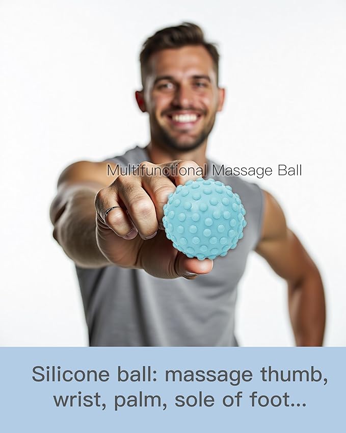 Massage Ball, Lacrosse Ball Massage Ball Therapy for Myofascial Release, Ball for Plantar Fasciitis Relief, Hard Ball,with Extra Soft Peanut Ball,Stretch Band