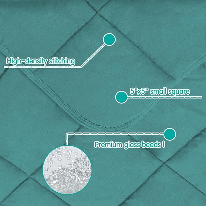yescool Weighted Blanket (5 lbs, 36" x 48", Teal) Cooling Heavy Blanket for Sleeping Perfect for 40-60 lbs, Breathable Blanket with Premium Glass Bead, Machine Washable