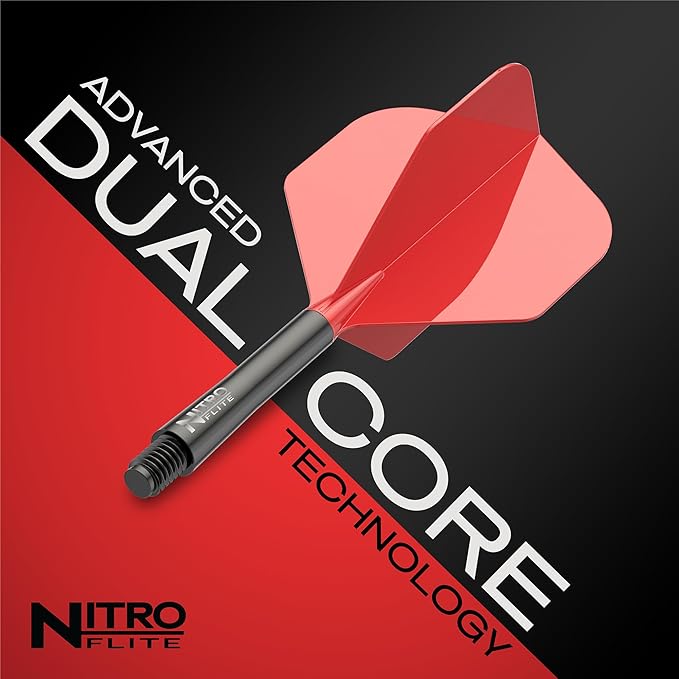 RED DRAGON Darts – Nitro Flite Integrated Flight & Shaft System – No.2 Shape and Design - Available in Short, Intermediate & Medium - Available in Variety of Colours - Professional Darts Accessories