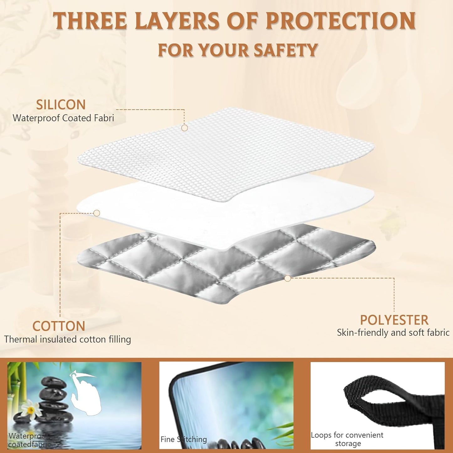 Zen Spa Pot Holder Set of 2,Green Flower Kitchen Heat Resistant Potholder for Women Men BBQ Cooking Baking