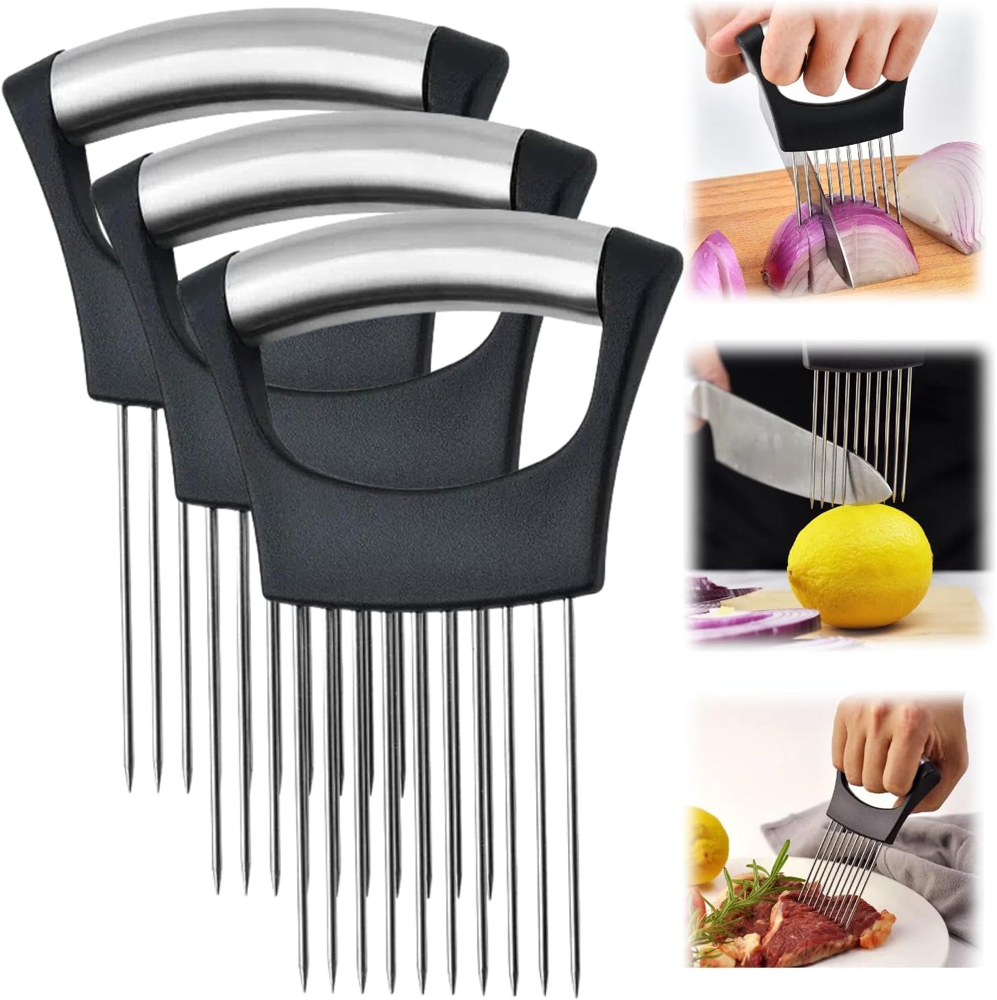 2025 Upgraded Onion Slice, New Stainless Steel Onion Chopper for Slicing, Chopper Slicing Assistant Tool, Cutter for Slicing of Meat, Onion, Potato, Tomato Kitchen Gadgets (3)