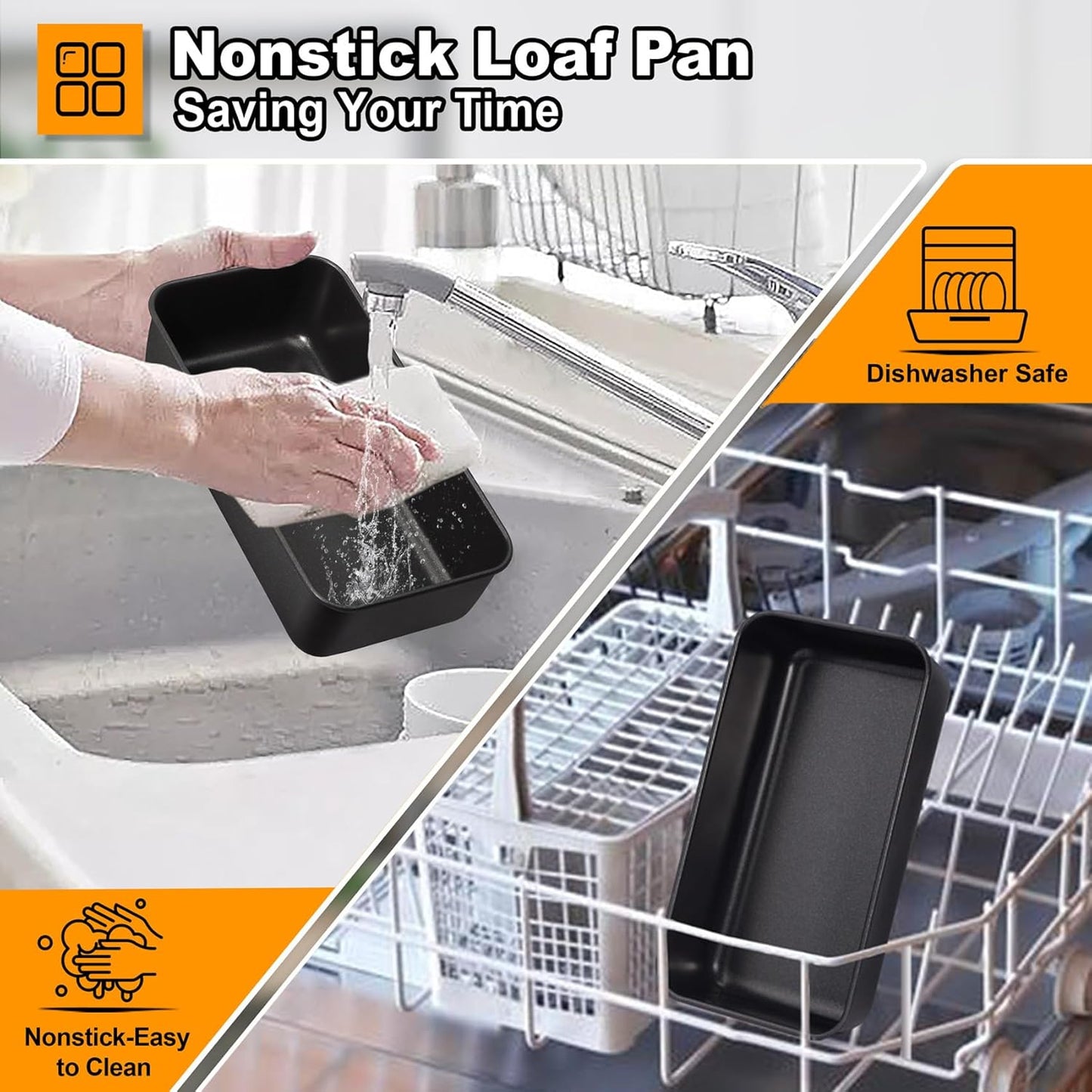 LIANYU 6 Pack Nonstick Loaf Bread Pan for Baking, 9x5In Bread Loaf Baking Pan, Stainless Steel Meatloaf Pan Tin for Homemade, Dishwasher Safe