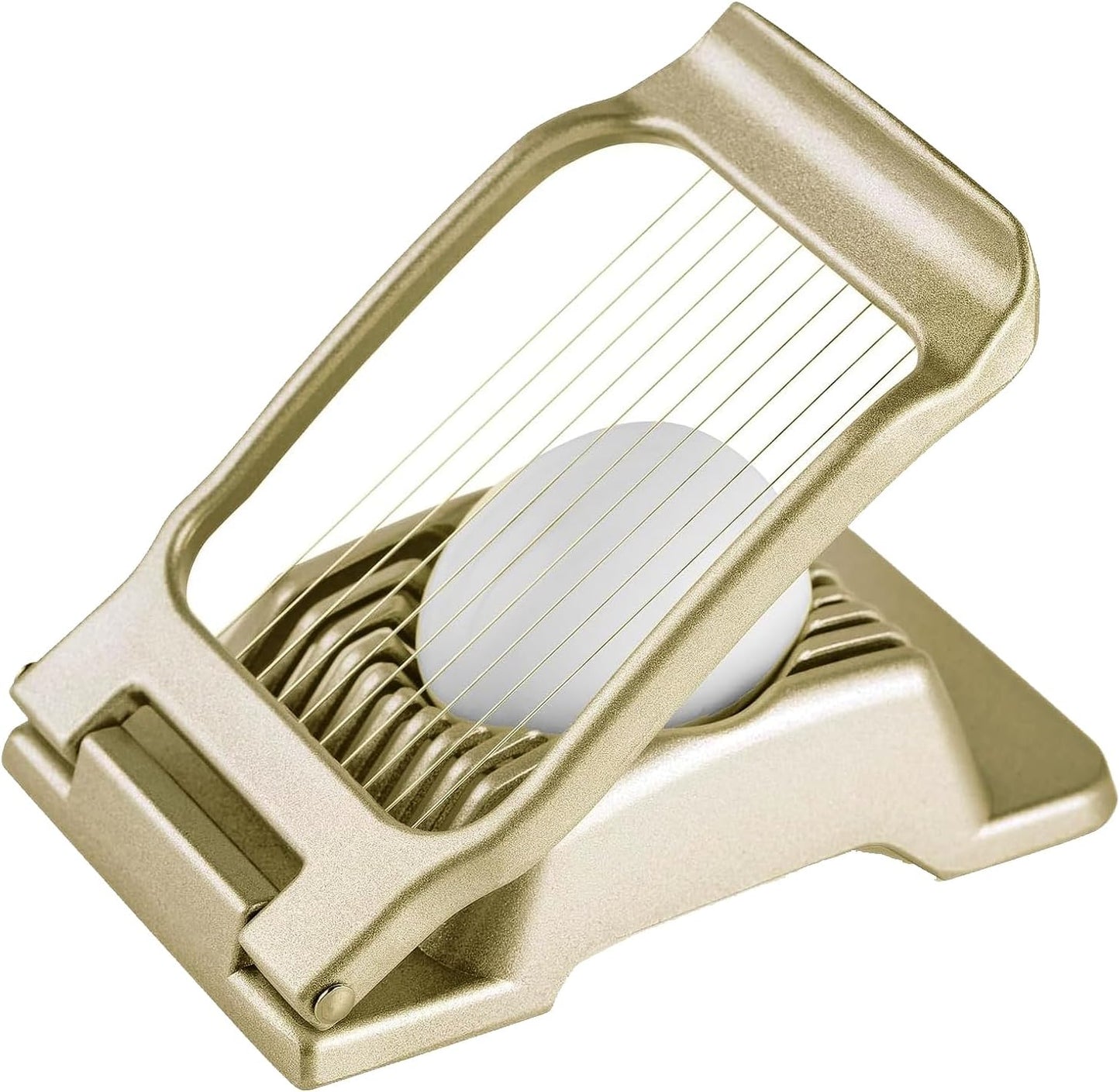 Egg Slicer for Hard Boiled Eggs, Heavy Duty Metal Stainless Steel Aluminum Alloy Egg Cutter for Egg Strawberry Mushroom Hot Dog Soft Fruit Kitchen Tool (Gold)