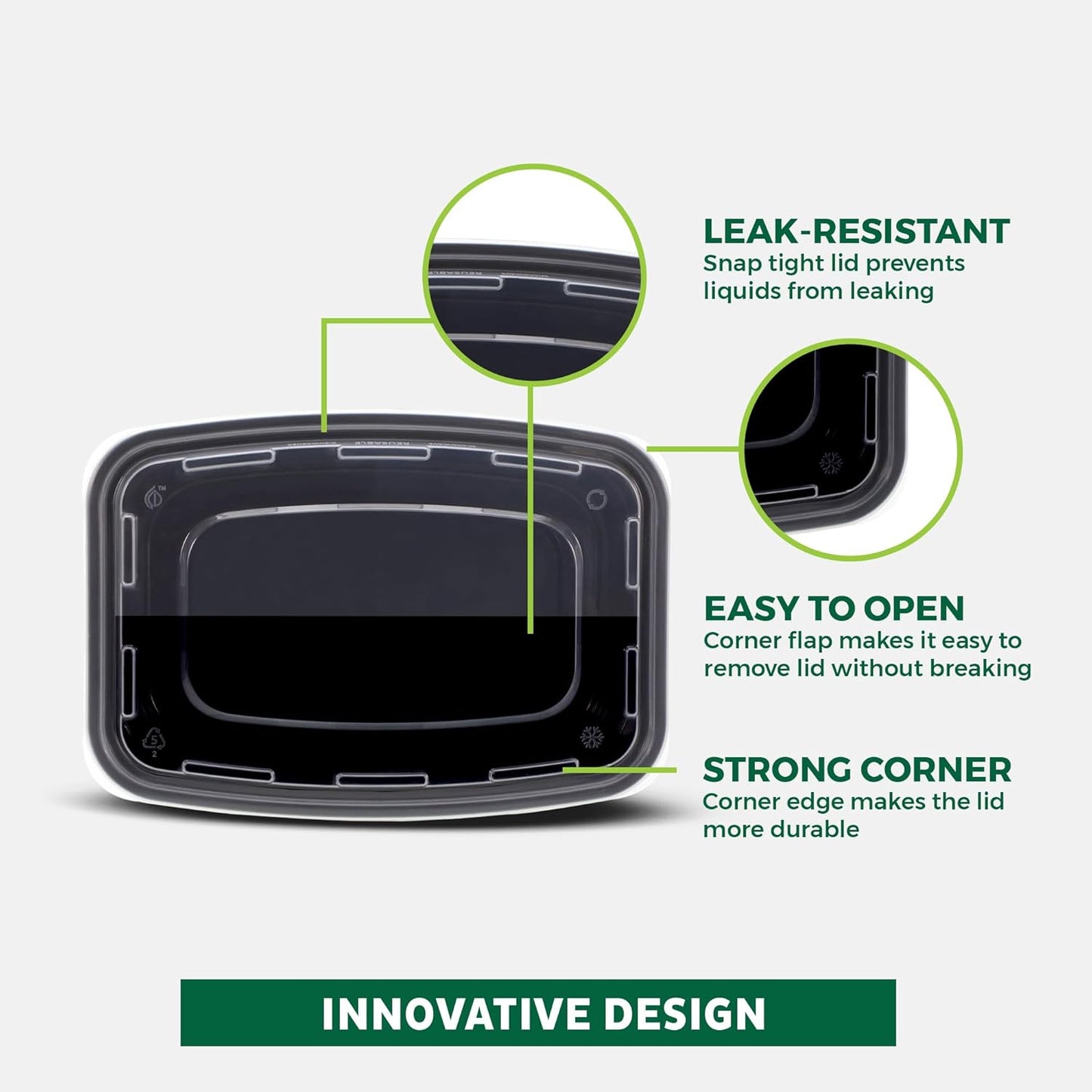 Freshware Meal Prep Containers 15 Count (Pack of 1) Compartment Food Storage Containers with Lids, Bento Box, BPA Free, Stackable, Microwave/Dishwasher/Freezer Safe (28 oz) (Color May Vary)