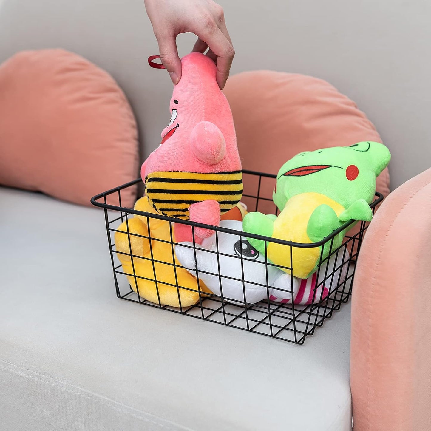 Wire Kitchen Storage Basket 5 Packs,Perfect Pantry Organization Accessories Basket,Laundry,Countertop Organization,Suitable for Kitchen,Bathroom,Bedroom,Tabletop,Stackable,Black