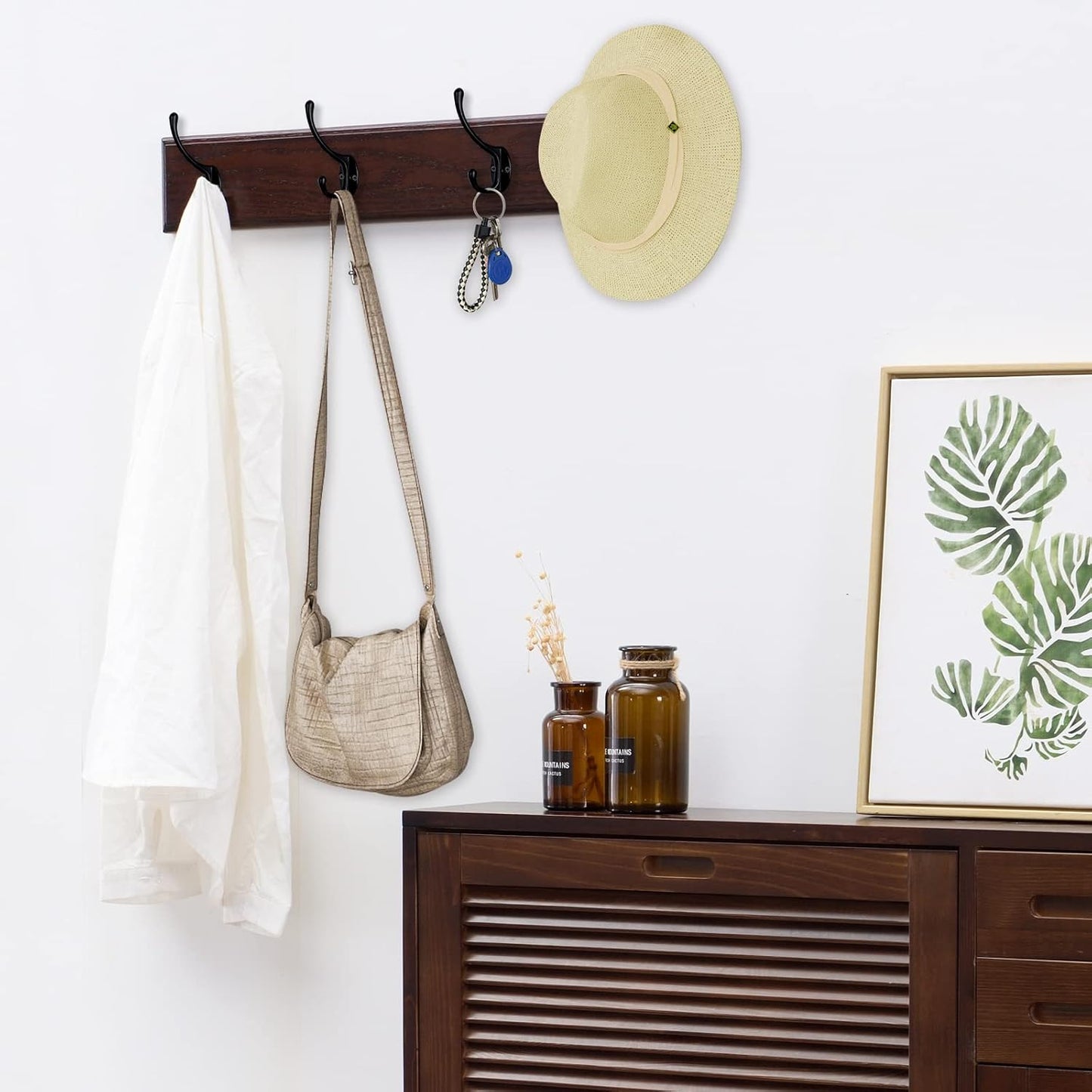 IBosins 30 Pack Heavy Duty Dual Coat Hooks Wall Mounted with 60 Screws Retro Double Hooks Utility Black Hooks for Coat, Scarf, Bag, Towel, Key, Cap, Cup, Hat