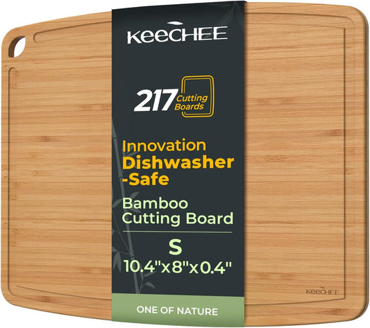 Dishwasher Safe Carbonized Bamboo Wood Cutting Boards for Kitchen with Juice Groove, Wooden Charcuterie & Chopping for Fruit, Vegetables & Cheese, Durable, Lightweight, Water-Resistant