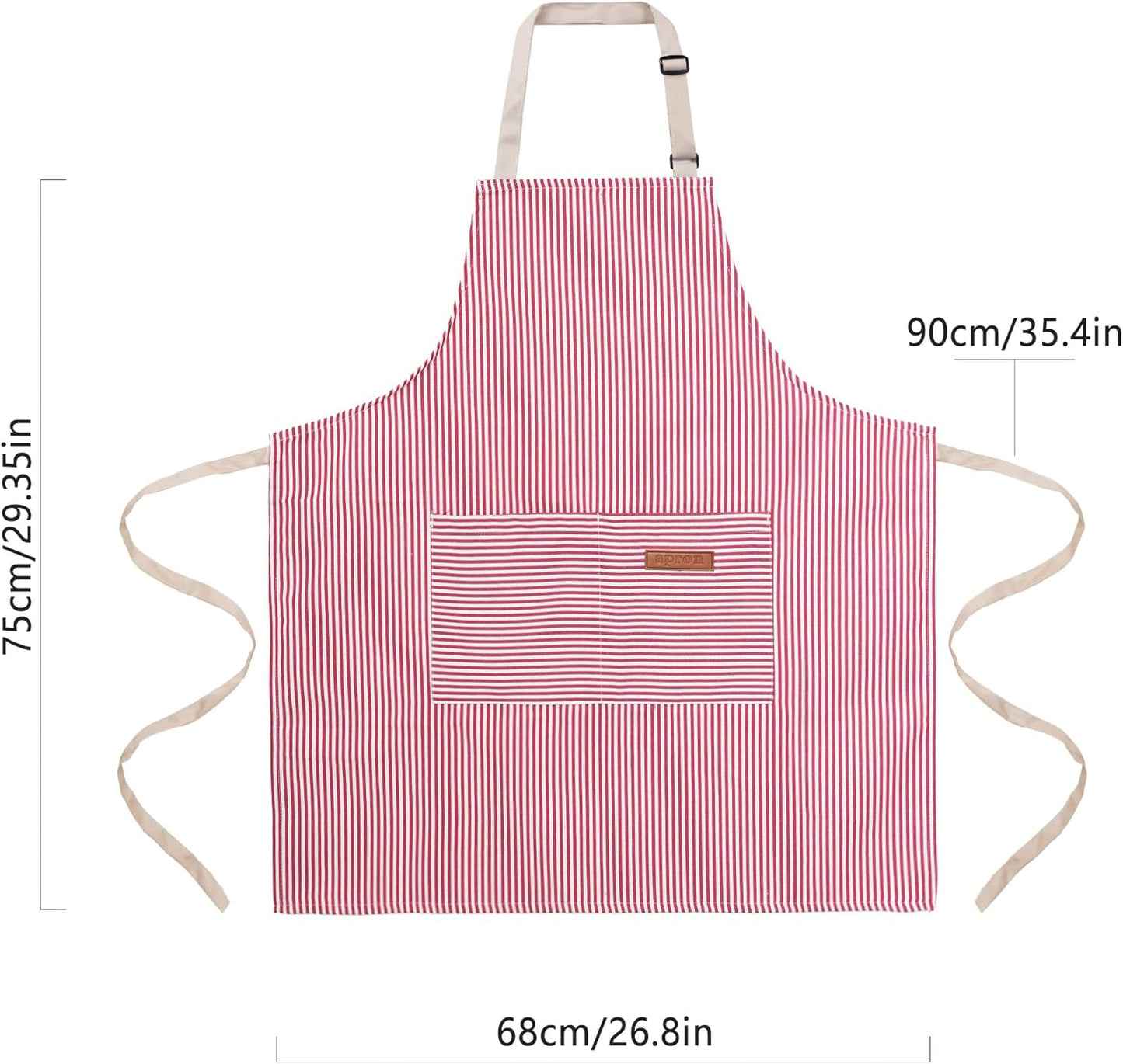 2 Pack Cooking Aprons Adjustable Bib Apron for Women with 2 Pockets, Kitchen Restaurant Men Chefs Aprons