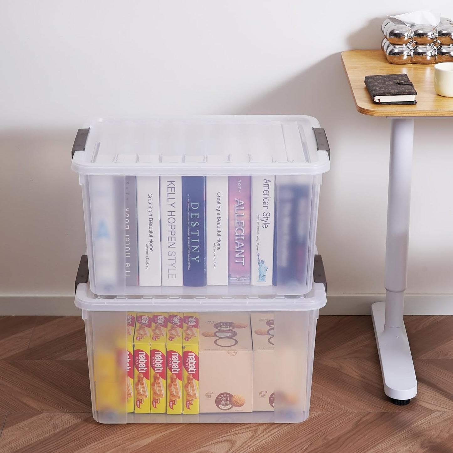 Citylife 6 Packs 69 QT Plastic Storage Bins with Lids Large Stackable Storage Containers for Organizing Clear Storage Box for Garage, Closet, Kitchen