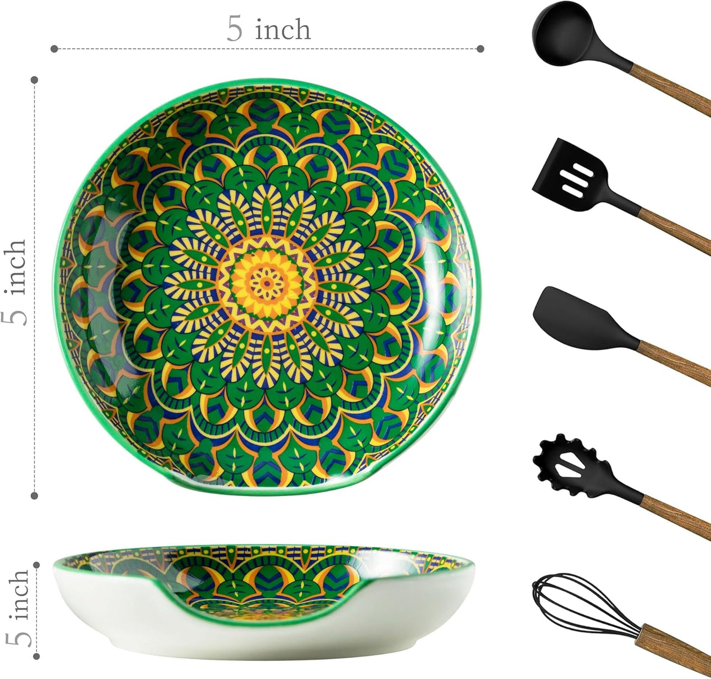 Spoon Rest for Stove Top, Bohemian Coffee Spoon Rest, Ceramic Spoon Holder for Kitchen Counter Cooking Utensil Rest, Modern Farmhouse Home DéCor