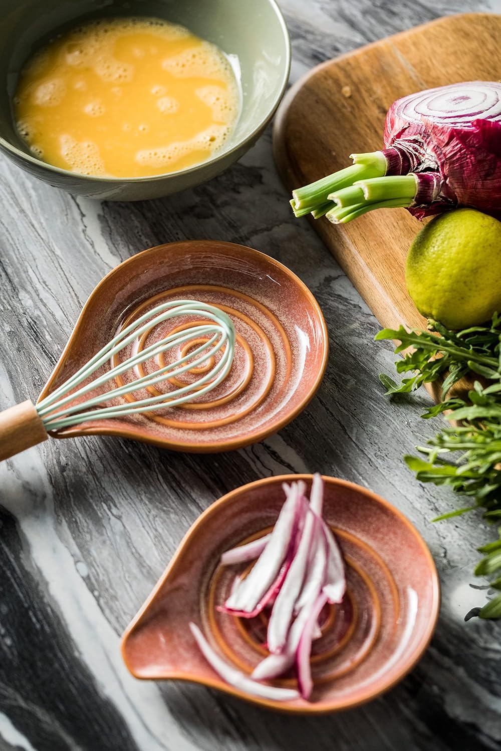 LAUCHUH Spoon Rest for Kitchen Counter, 5" Ceramic Spoon Holder for Stove Top Large Utensil Rest Farmhouse Kitchen Decor for Ladle, Cooking Spoons, Spatula, Tongs, Christmas, Kiln-Transformed Red