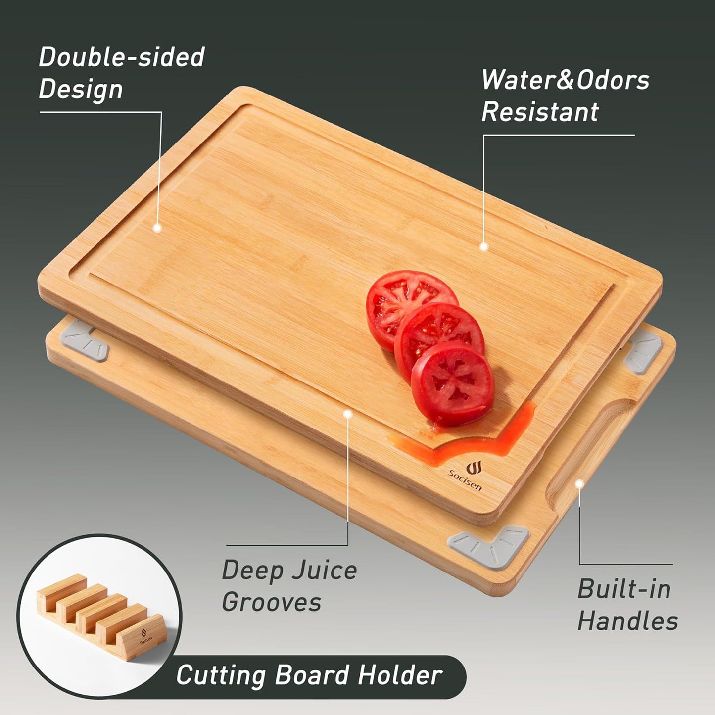 Bamboo Cutting Board Set Non Slip Feet with Holder Over Sink Adult Women Her Sister Aunt Wife Hustband Lady Bestie Soul Happy Christmas Xmas Birthday Gifts Cool Unique Aesthetic 30 40 60 70 Year Old
