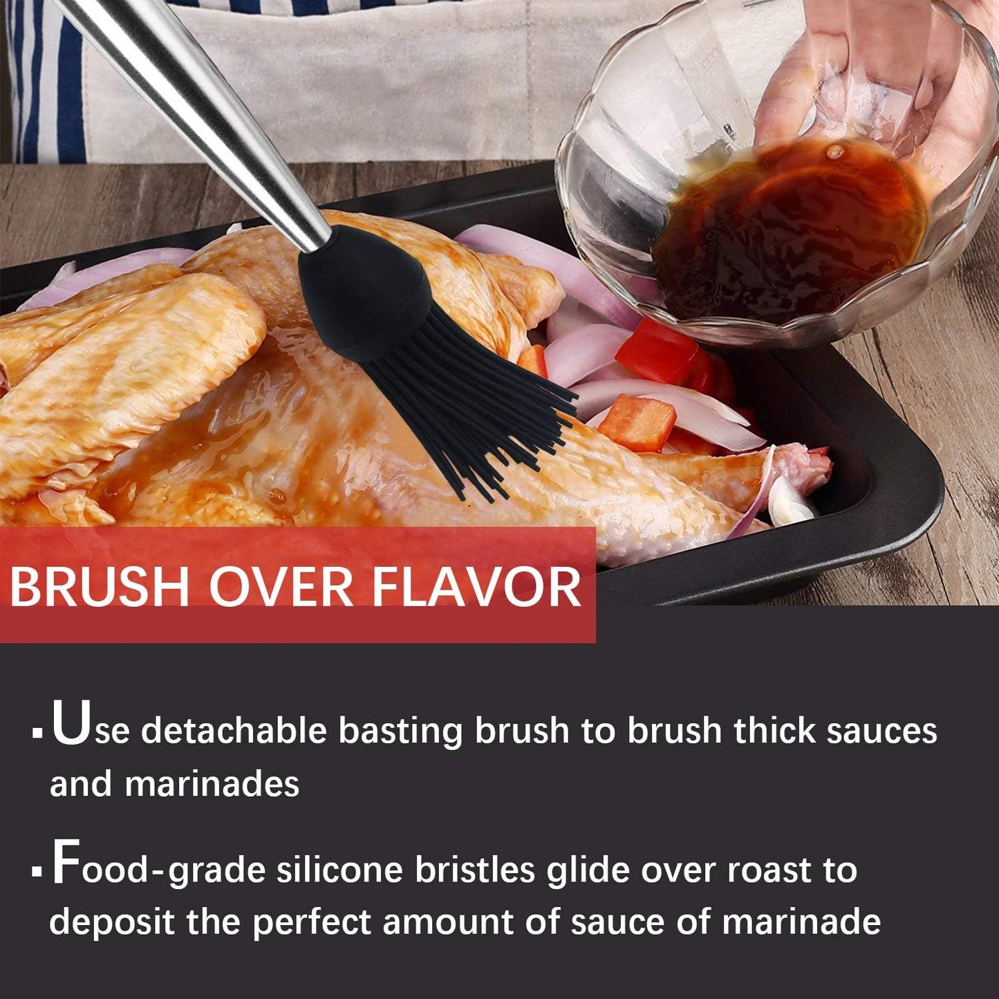 Best Utensils Stainless Steel Turkey Baster Commercial Grade Quality Rubber Bulb Including 2 Marinade Injector Needles And Silicone Basting Brush