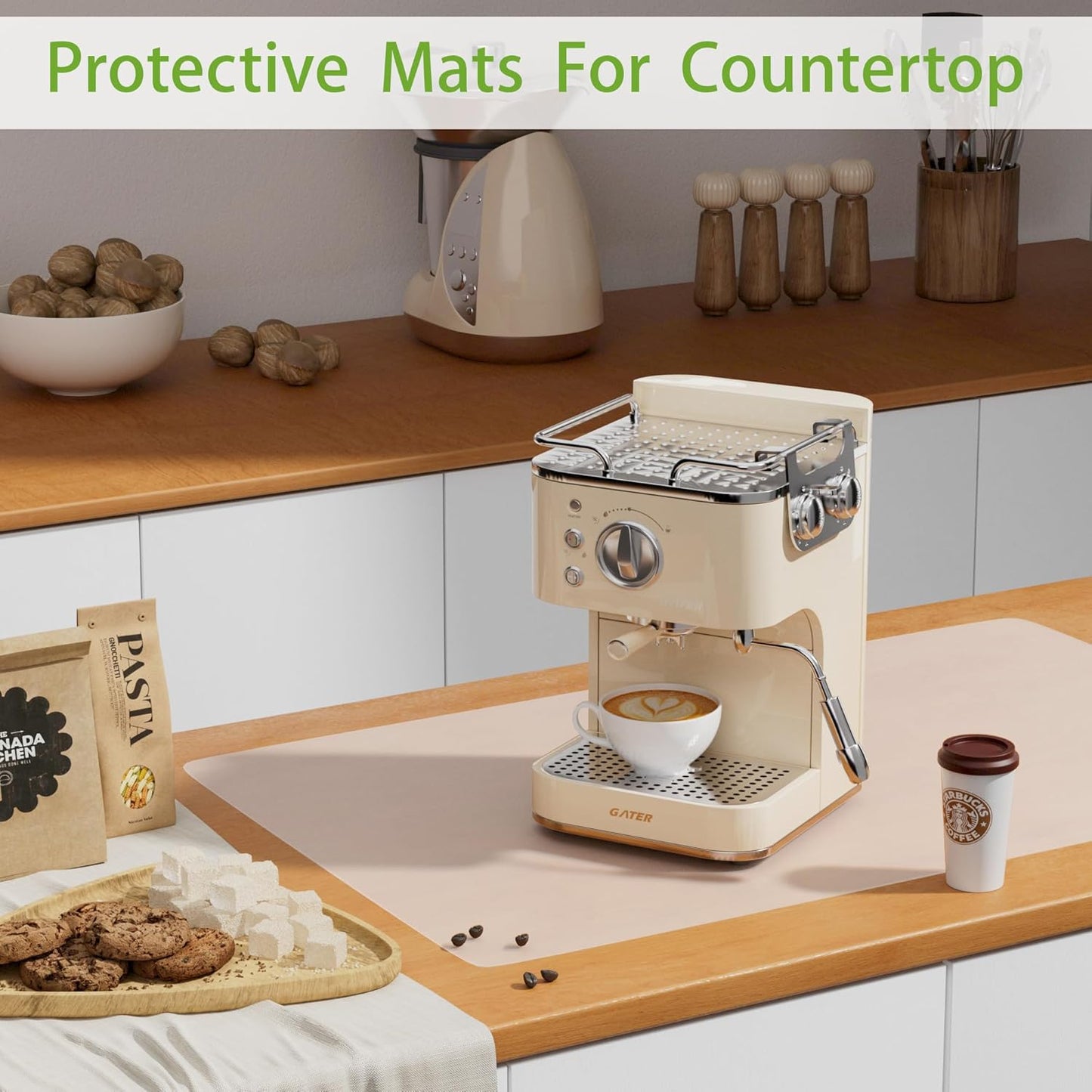 Large Silicone Mats for Kitchen Counter: 14” x 20”(1mm) Clear Non-slip Waterproof Countertop Protector Liner - Non-Stick Baking Mat - Heat Resistant Placemat for Pastry Translucent (2/Pack)