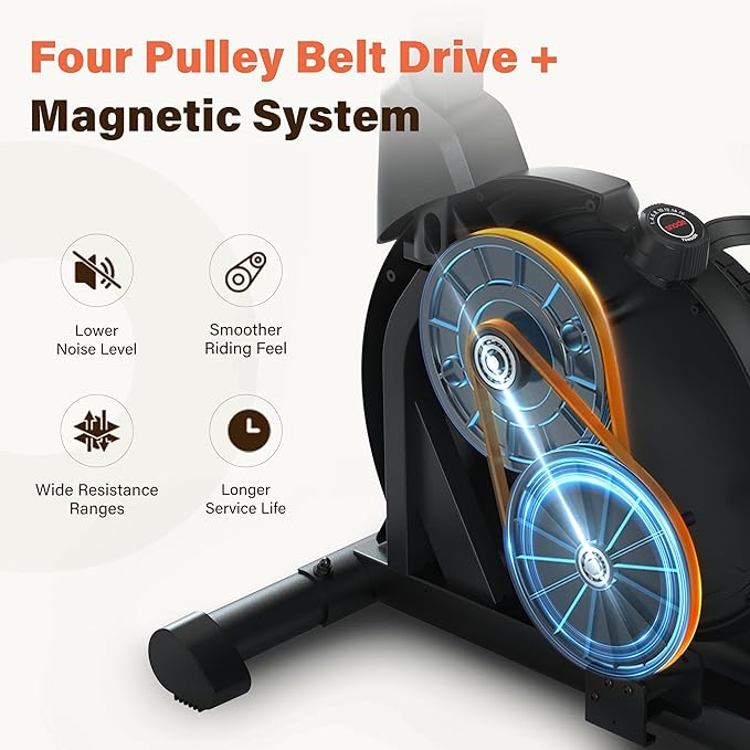 SNODE Magnetic Recumbent Exercise Bike for Home, Recumbent Bike for Rehab and Seniors, Recumbent Stationary Bike with LCD Monitor and Large Seat Cushion & Mesh Backrest, 330LB Weight Capacity