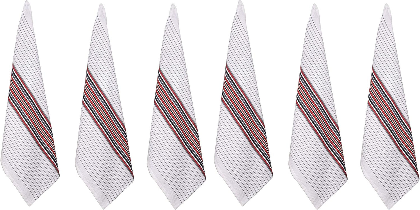 Urban Villa Kitchen Towels, Premium Quality, Cotton Dish Towels,Mitered Corners,Ultra Soft (Size: 20X30 in), White Waffle Stripes, Highly Absorbent Bar Towels & Tea Towels - (Set of 6)