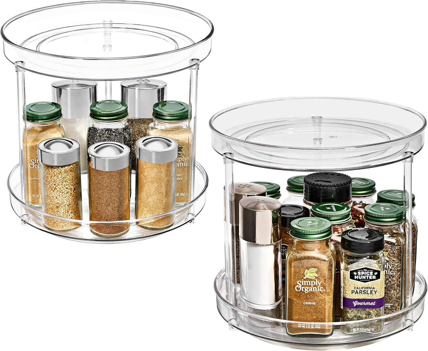 Sorbus 9 Inch 2 Tier Clear Lazy Susan Organizer, Turntable Organizer for Spice Organization for Cabinet, Lazy Susan Turntable for Kitchen, Home, Office, Closet, Laundry Room Organization (2 Pack)