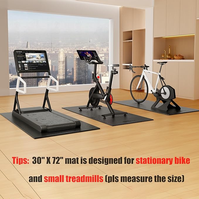 Bike Mat Compatible with Peloton Bike,Elliptical,Treadmill Mat, 6mm Thick, Under Exercise Bike Trainer Pad for Indoor Stationary Spin Bike Gym Equipment Hardwood Floor Carpet Protector
