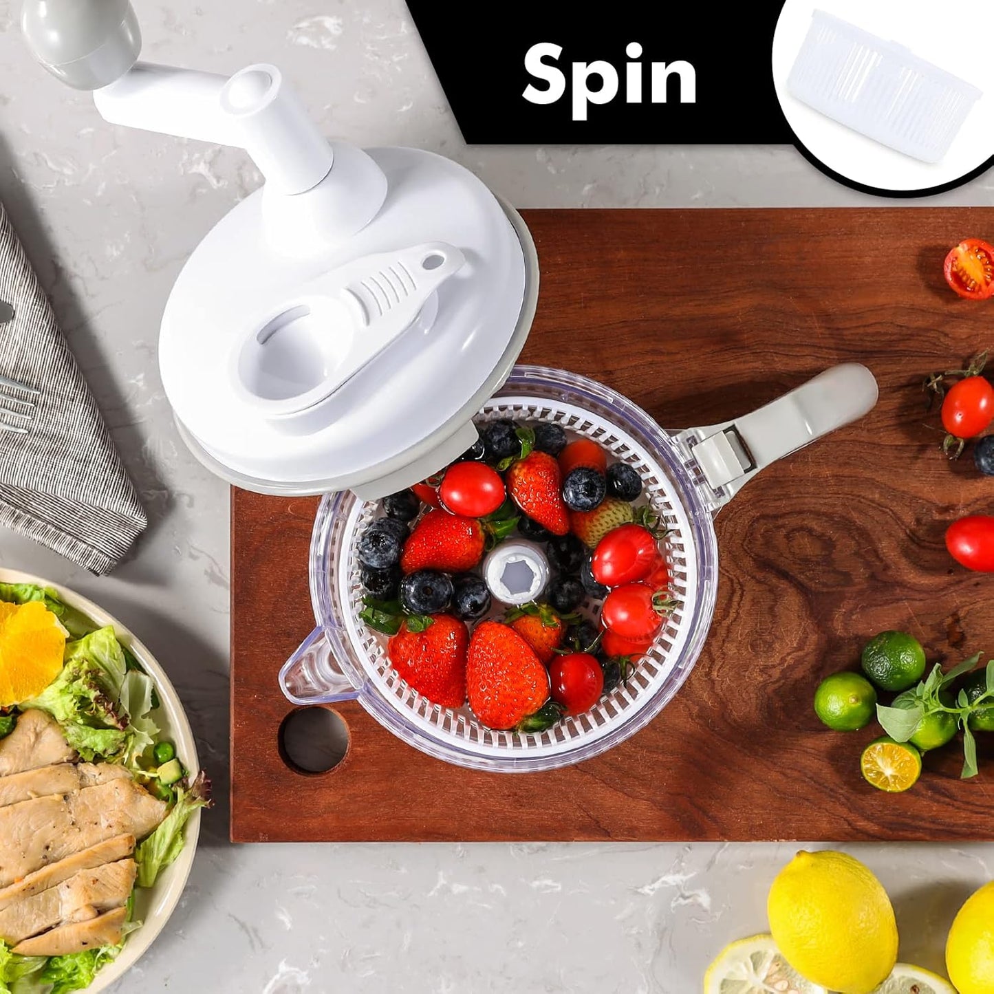 Geedel Hand Food Chopper, Vegetable Quick Chopper Manual Food Processor, Easy To Clean Food Dicer Mincer Mixer Blender, Rotary Onion Chopper for Garlic, Salad, Salsa, Nuts, Meat, Fruit, Ice, etc