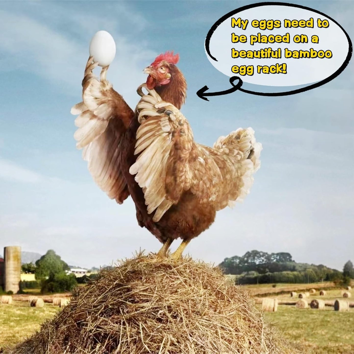 Bamboo Egg Holder Countertop - Stackable Design for 24 Eggs, Farm Fresh Egg Organizer Display Stand, Wooden Chicken Egg Storage Kitchen Counter Top Rack, Fits Duck, Turkey, Chicken Eggs