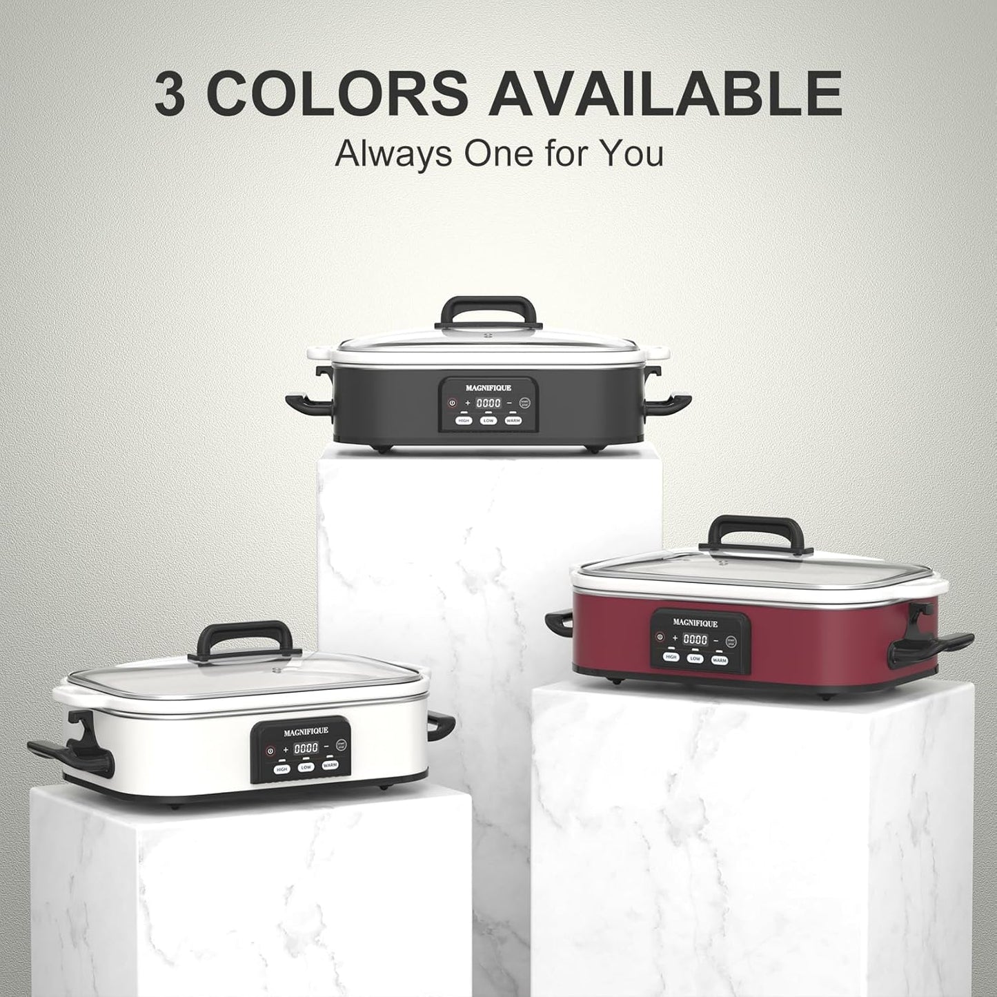 4 Quart Casserole Programmable Slow Cooker with Ceramic Baking Dish - Perfect Kitchen Small Appliance for Family Dinners, Oven Safe and Durable Bakeware for Lasagna, Roasts (Red)