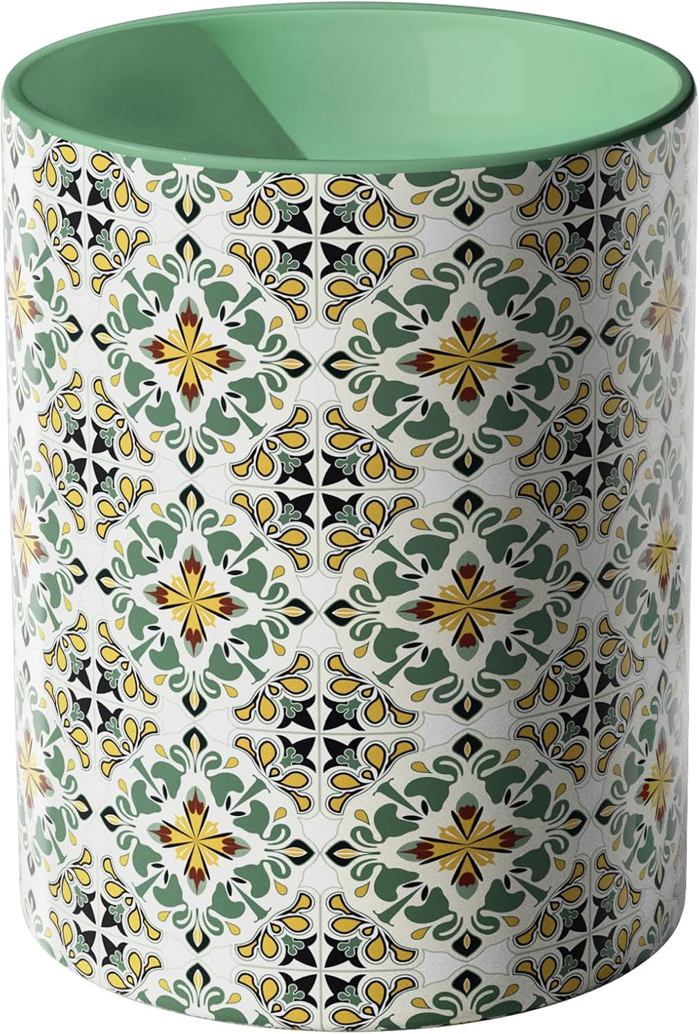 Ceramic Kitchen Utensil Holder for Countertop, Large Mediterranean Utensil Crock ,Green