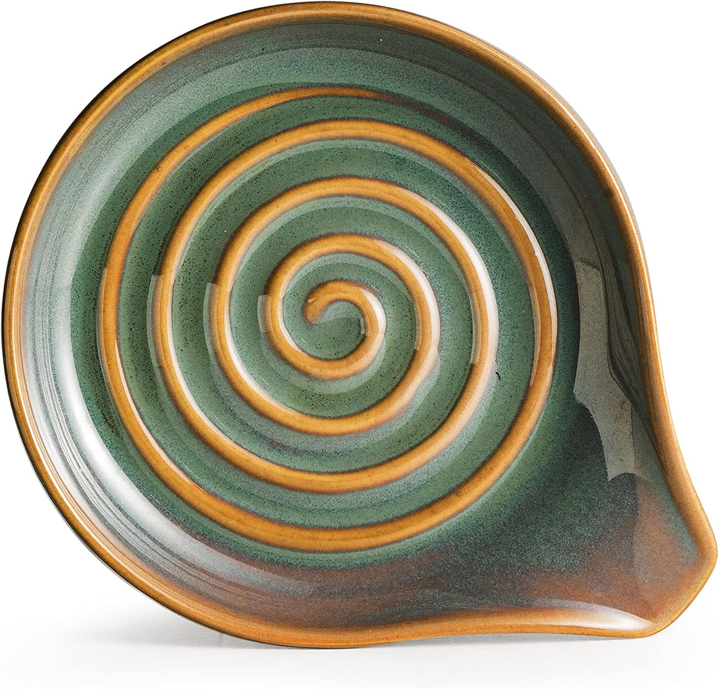 Spoon Rest for Stove Top, Countertop Spoon Holder with Handle for Easy Hold, Farmhouse Decor, Utensil Rest for Spoons, Ladles, Tongs, Spatula, Blue and Green