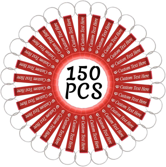 150PCS Personalized Bottle Opener Keychain Bulk Custom Beer Bottle Opener with Logo Text Engraved Wedding Bottle Opener Favors Customized Gifts for Guests Baby Shower Birthday Party-Red