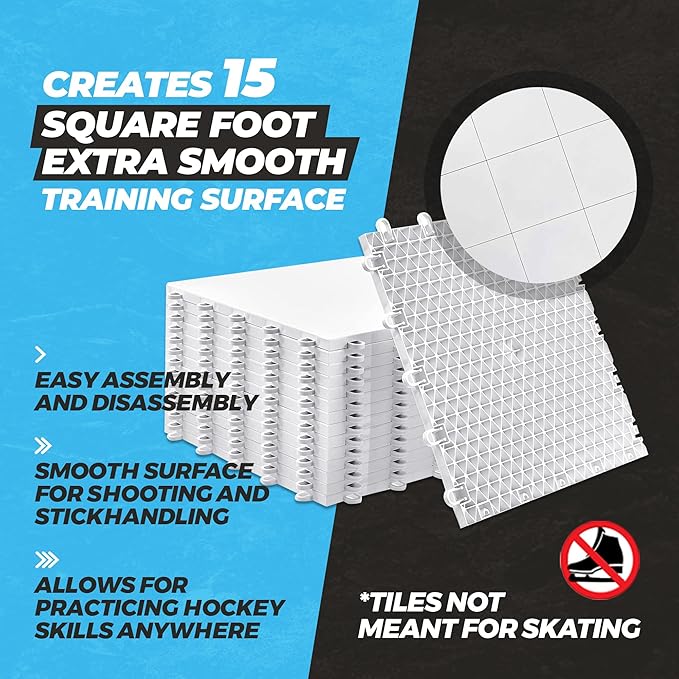 Premier Sports – Hockey Flooring Tiles for Training - 15 Pack of 12 x 12“ – Hockey Floor Mat for Creating Training Space - Hockey Training Equipment – for Hockey Stickhandling and Shooting Practice
