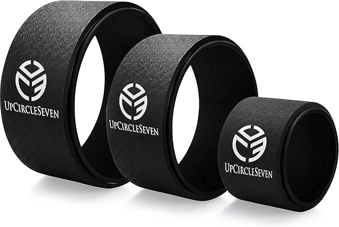 UpCircleSeven Yoga Wheel Set - Strongest & Most Comfortable Yoga Prop Wheel, 3 Pack for Back Pain and Stretching (12, 10, 6 inch)