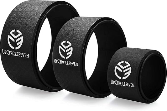 UpCircleSeven Yoga Wheel Set - Strongest & Most Comfortable Yoga Prop Wheel, 3 Pack for Back Pain and Stretching (12, 10, 6 inch)