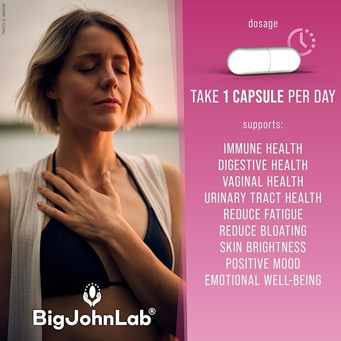 BIGJOHNLAB® - Women's Probiotic Supplement – 50 Billion CFU, 6 Active Strains + Prebiotics – Supports Digestion, Immunity & Wellness – Acid-Resistant, Dairy & Sugar Free, No Refrigeration, 30 Capsules