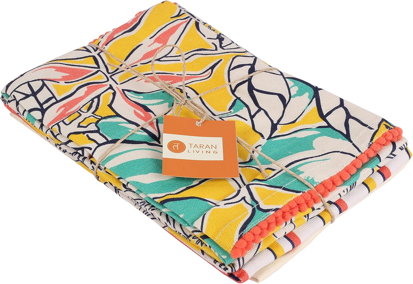 Valentine's Printed Kitchen Dish Bar and Tea Towels Cotton, 18x28 inch with Trims, Cotton Dish Towel Sets (Yellow, Set of 4)