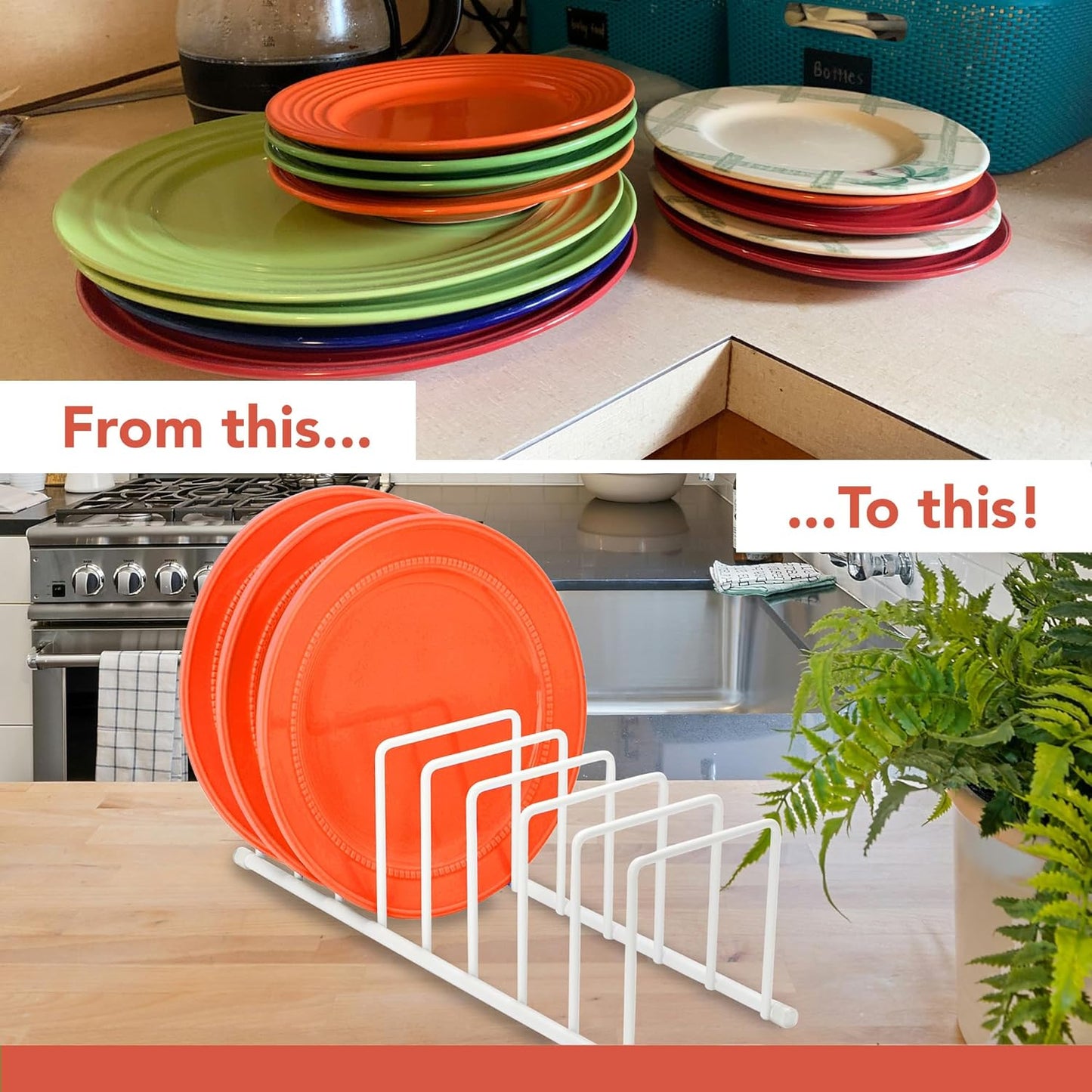 Spectrum Euro Cutting Board Holder Stand for Countertop or Inside Kitchen Cabinet Organization Matte White, 8 Slot Cutting Board Drying Rack or Cabinet Plate Bakeware Storage Organizer