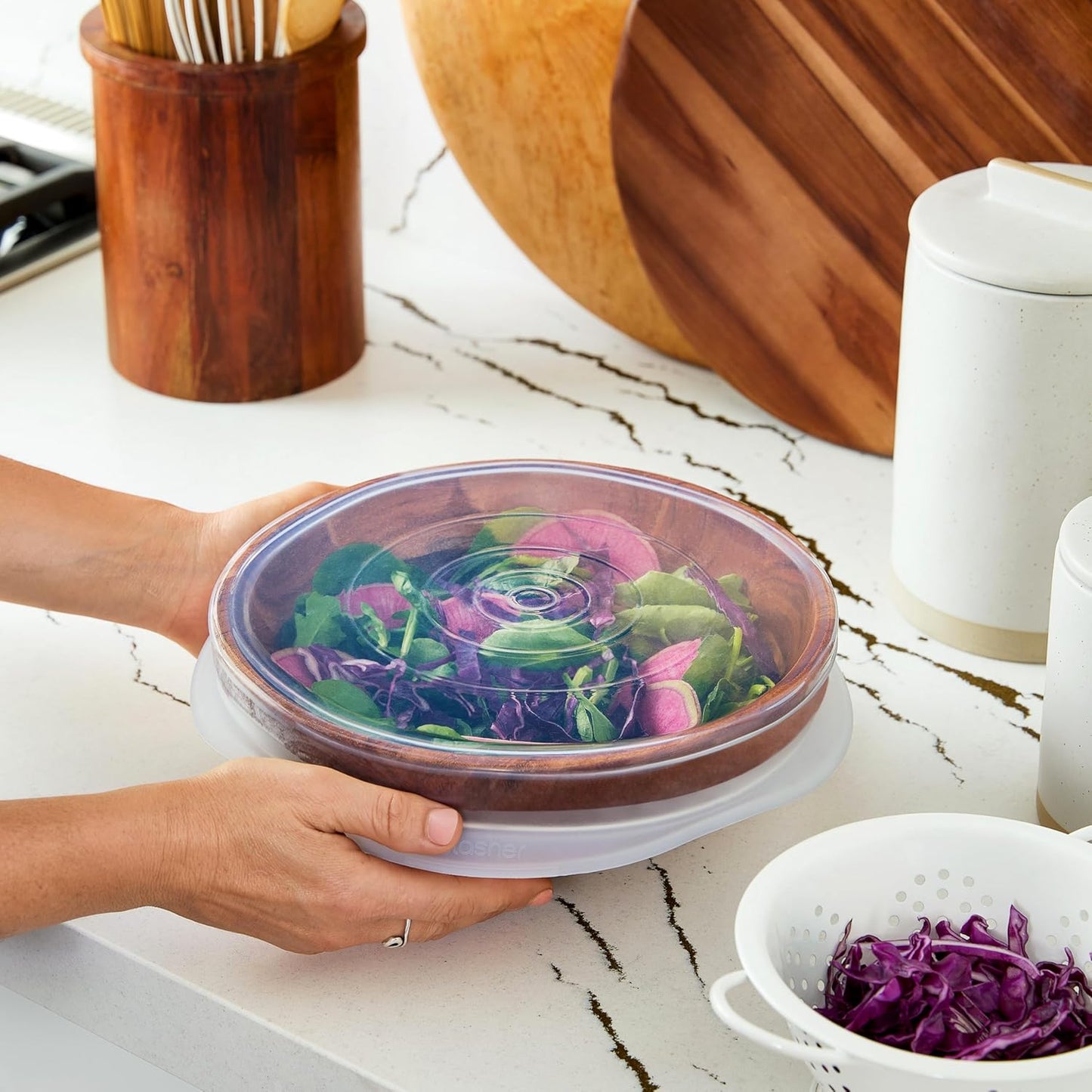 Stasher Premium Reusable Silicone Stretch Lids 3-Pack Box - Large, Clear, 9” Lids, Airtight Seal, Food Container Covers, BPA Free, Leak-free, Dishwasher Safe, Microwave Safe, Eco-Friendly