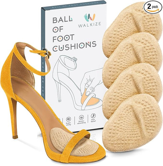 Walkize Metatarsal Pads Women | Heel Inserts for Women | Ball of Foot Cushions (2 Pairs Foot Pads) All Day Pain Relief and Comfort One Size Fits Shoe Inserts (Beige)