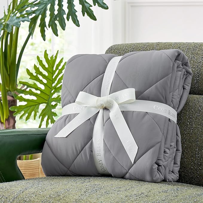 Cozy Bliss Cooling Blanket for Hot Sleepers, Q-Max 0.4 Cooling Comfort Throw Twin Size, Cold Blankets for Night Sweats Sleeping, Ultra-Cool Lightweight Breathable Summer Blanket for Bed Travel