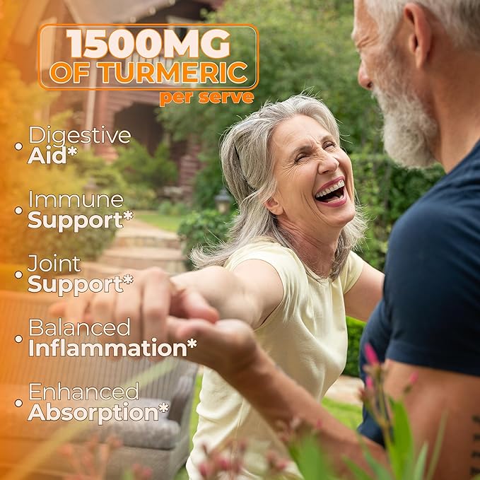 Turmeric Supplement - High Potency Turmeric Curcumin Supplement with 1500 mg Organic Tumeric and 95% Curcuminoids. Curcumin Supplements with Black Pepper for Immune & Joint Health. 60 Curcuma Capsules