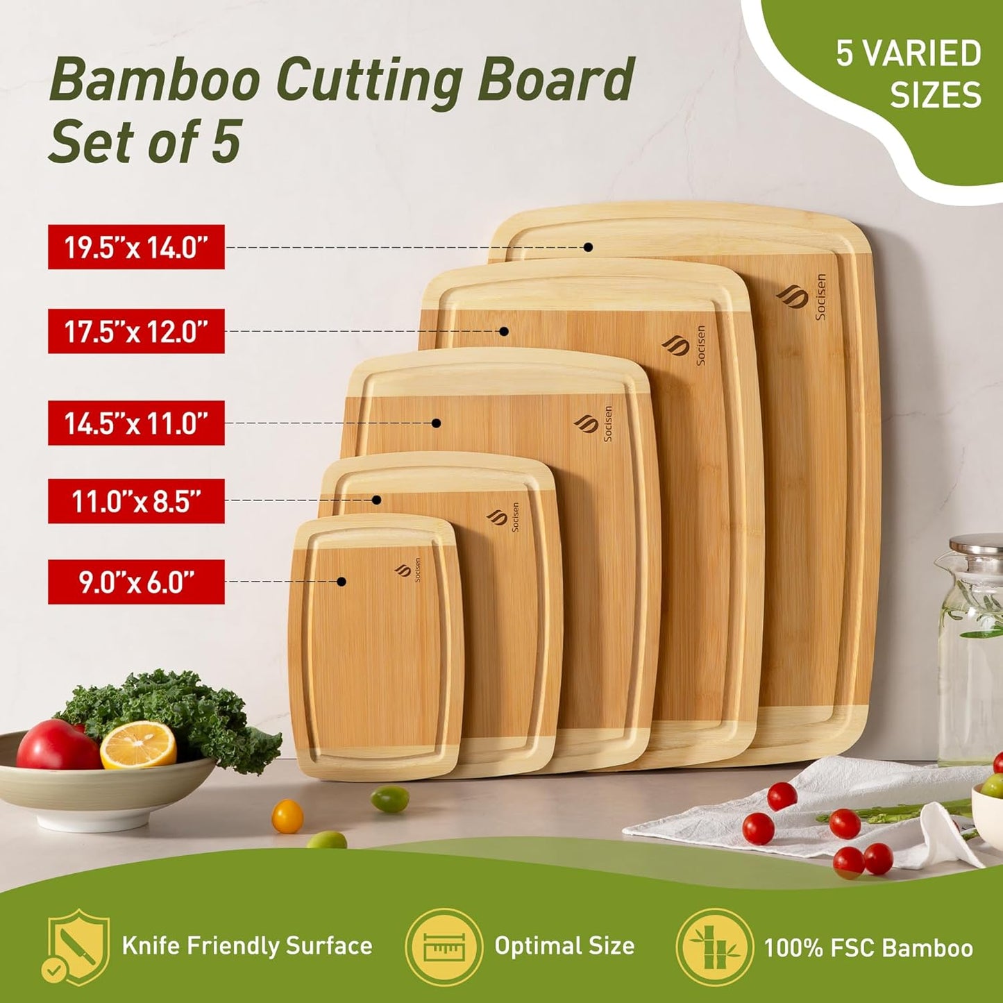 Bamboo Cutting Board Set Non Slip Feet Over Sink Eating Grilling Biard Cutboard Biard Chtting Woodcutting Cuttingboards Voard Oard Bord Dishwasher Safe 12x18 11x14 Baords Baord Veg Utting Ultimate