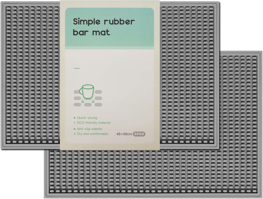 2 Pack Bar Mat, Home Bar Tool Drying Mats, Bar Accessories for The Home Bar Set 18''x12''（Gray） for Bars, Outdoor Camping, Bar for Home