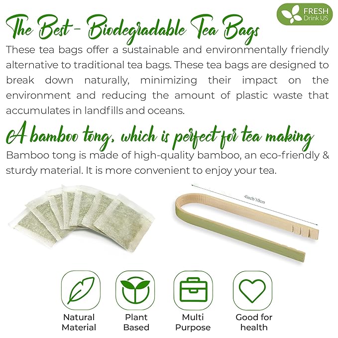 FreshDrinkUS, 150 Premium Soursop Graviola Leaf Tea Bags, 100% Natural and Pure, Hand-made, Made With Natural Materials-Corn Fiber Tea Bag, Sugar/Caffeine/Gluten Free, Hoja Guanabana Tea