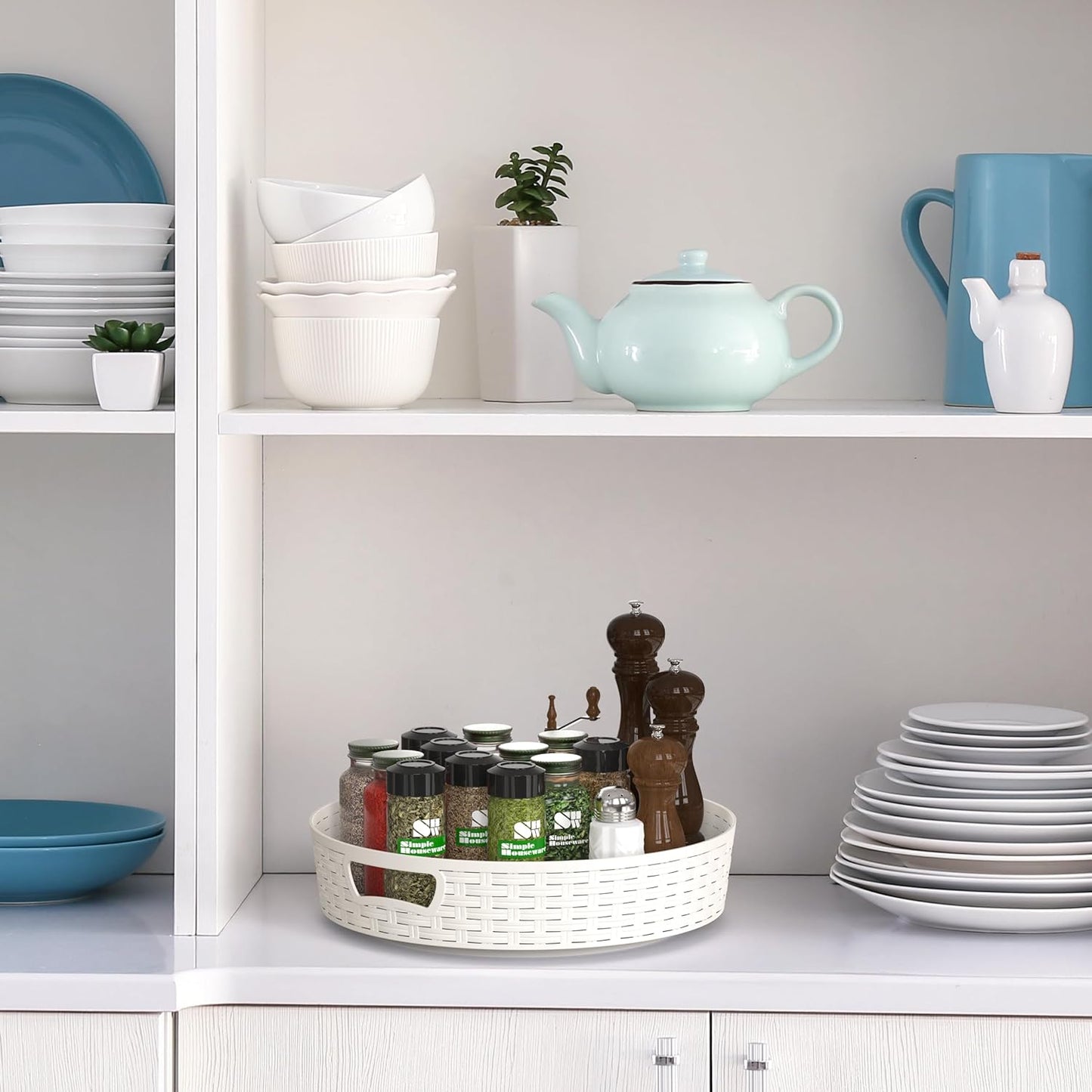 Simple Houseware 12-Inch Non-Skid Storage Lazy Susan Multifunctional Organizer, White