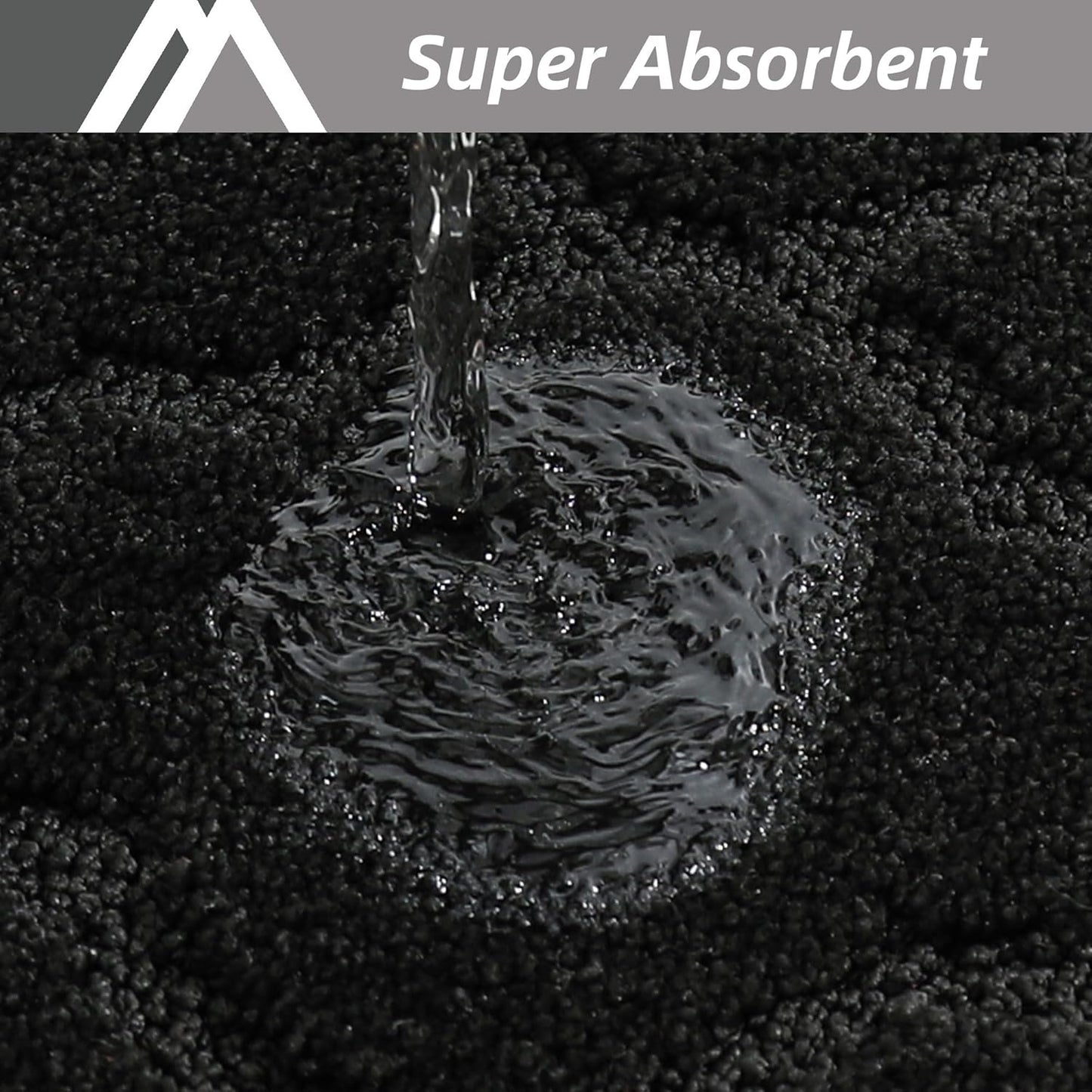 COSY HOMEER Soft Kitchen Rugs and Floor Mats for in Front of Sink Super Absorbent 20"x59" Non-Skid Standing Washable,Polyester,Black