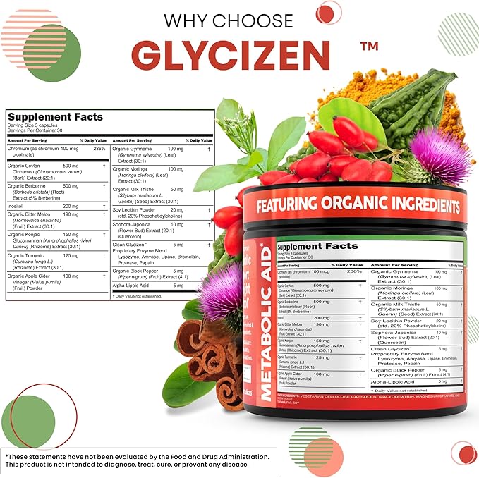 Clean Nutra Berberine Ceylon Cinnamon Bitter Melon Glucomannan Gymnema Sylvestre Chromium Moringa Milk Thistle Turmeric Apple Cider Vinegar Digestive Enzymes Inositol Supplement 90 Capsules