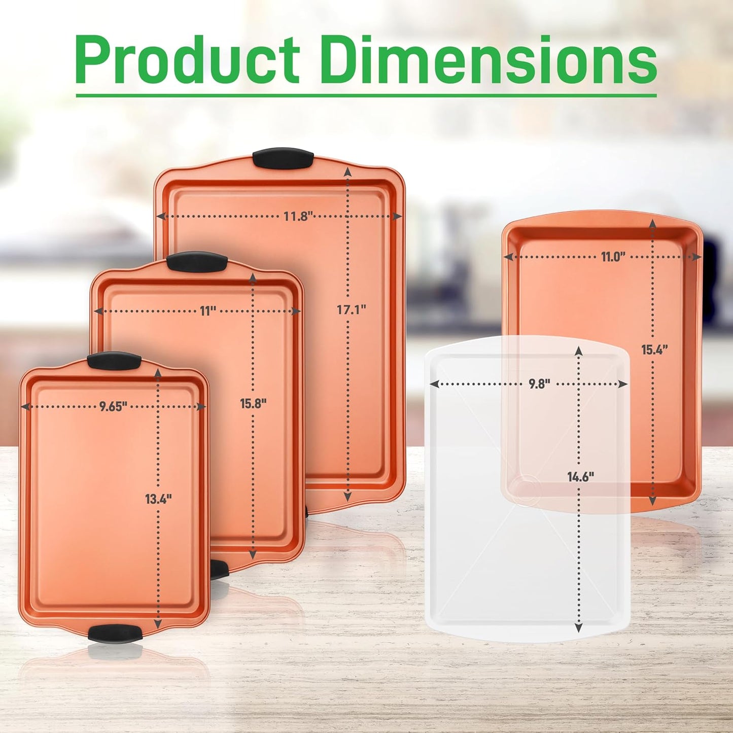 NutriChef 5-Piece Bakeware Set – Premium Non-Stick, Stackable Kitchen Baking Pans with Silicone Handles – Includes 3 Cookie Sheets, Baking Pan & Lid – Perfect for Cakes, Cookies & Brownies